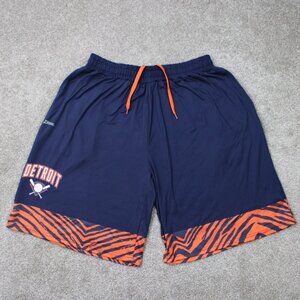 Zubaz Detroit‎ Tigers Shorts Mens Large Blue/Orange Polyester stretch 11" inseam